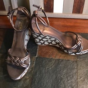 Coach wedge sandals with ankle strap size 7
